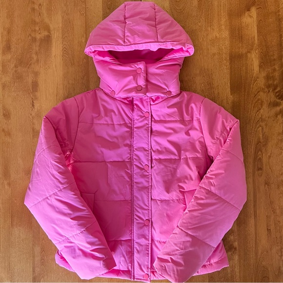 Pink Lily Puffer Jacket - Picture 1 of 6